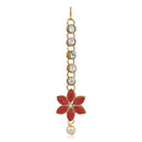 Mahi Red Kundan & Artificial Pearl Traditional Choker Necklace Earring & Maangtikka Set For Women (VNCJ100256RED)