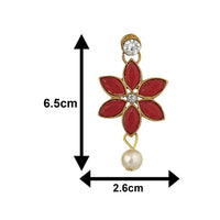 Mahi Red Kundan & Artificial Pearl Traditional Choker Necklace Earring & Maangtikka Set For Women (VNCJ100256RED)