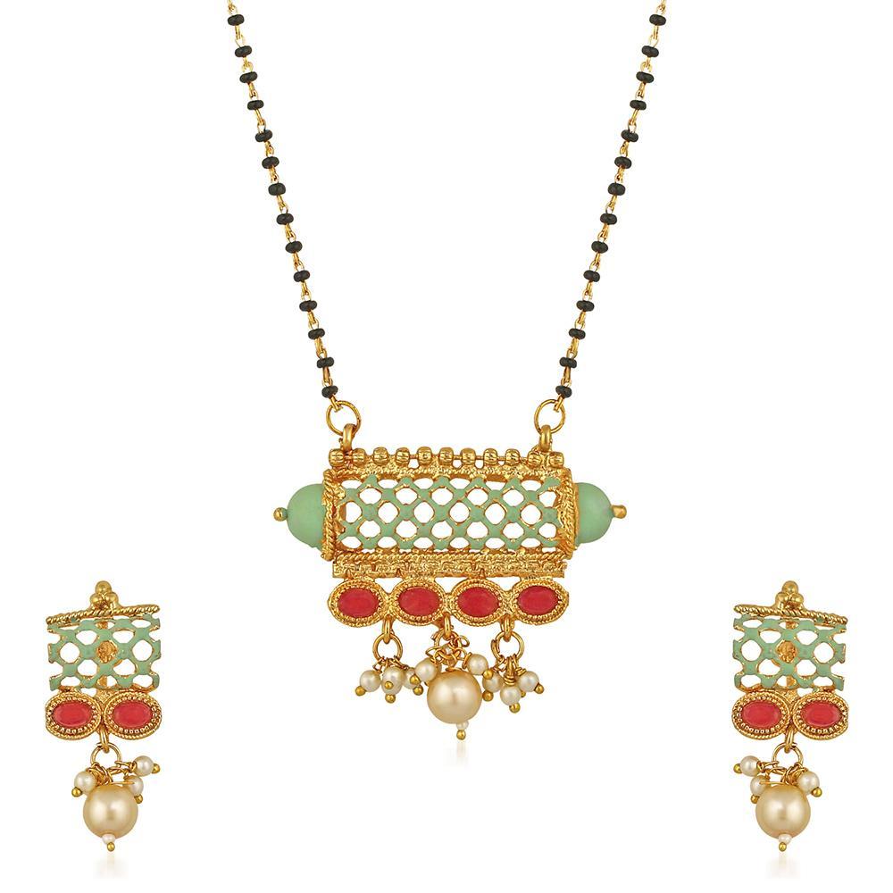 Mahi Long Chain Mangalsutra Set with Kundan and Meenakari work for Women (VNCJ100263)