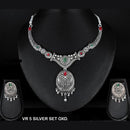 Mahavir Oxidised Plated Choker Necklace Set - VR 5 SILVER SET OXD