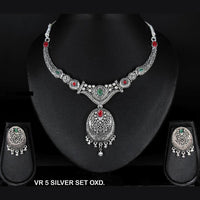 Mahavir Oxidised Plated Choker Necklace Set - VR 5 SILVER SET OXD