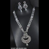 Mahavir Oxidised Plated Long Necklace Set - VR SET 603 SILVER OXD
