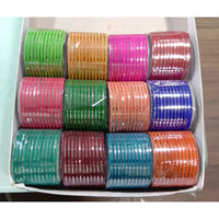 Shree Asha Bangles Pack Of 12 Velvet & Metal 12 Color bangles Set