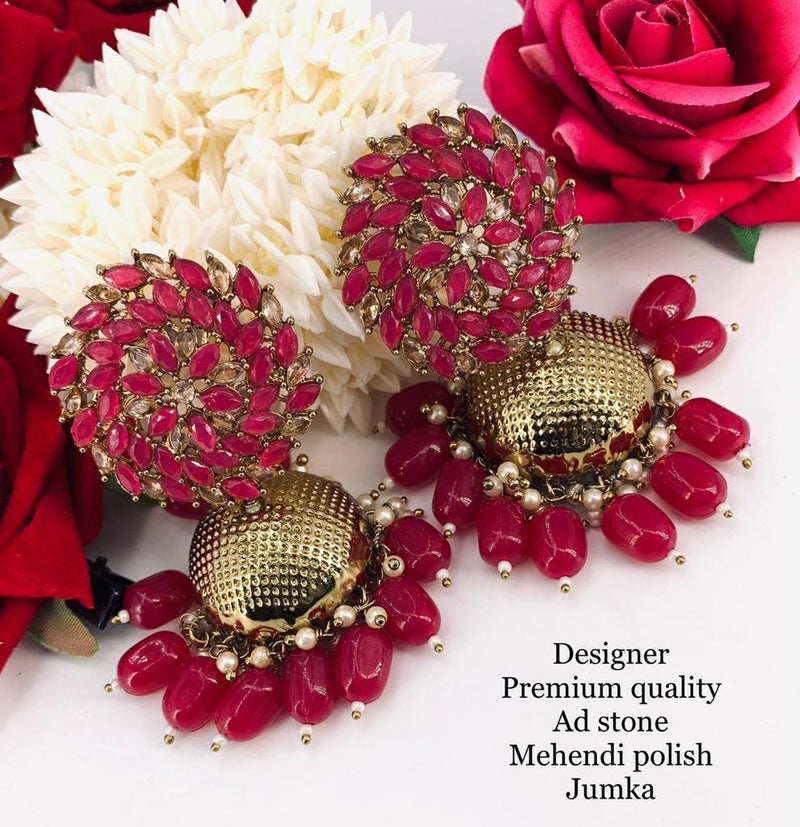 Sai Fashion Gold Plated AD Stone Designer Jhumki Earrings