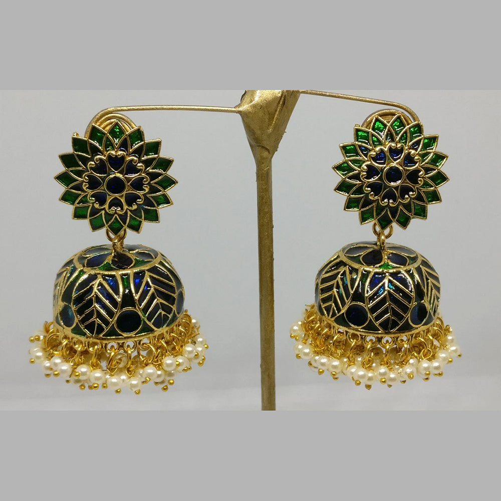 Midas Touch Gold Plated Meenakari Jhumki Earrings