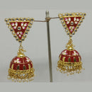 Midas Touch Gold Plated Peach Meenakari And Kundan Jhumki Earrings - Z0126