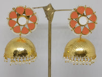 Midas Touch Gold Plated Meenakari And Pearl Jhumki Earrings