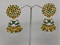 Midas Touch Gold Plated Meenakari And Pearl Jhumki Earrings - Z0144