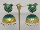 Midas Touch Gold Plated Meenakari And Kundan Jhumki Earrings