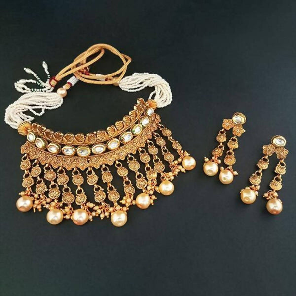 Ganpati Arts Kundan Stone Copper Choker Necklace Set