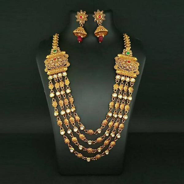Ganpati Arts Kundan & AD Stone Copper Necklace Set