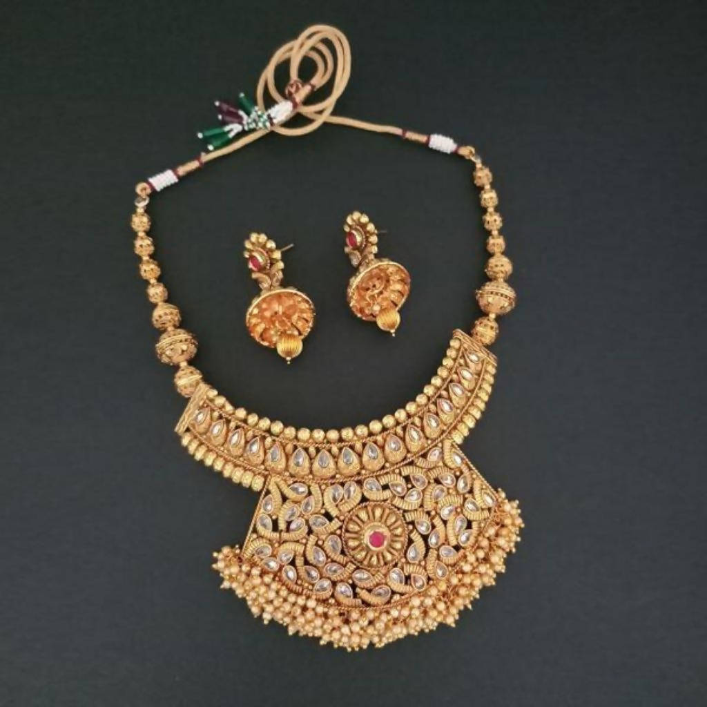 Ganpati Arts Stone Copper Necklace Set