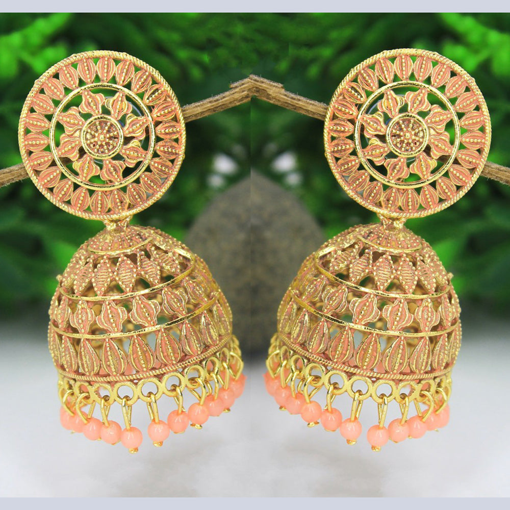 Mahavir Gold Plated Meenakari Jhumki Earrings