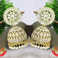 Mahavir Gold Plated Meenakari Jhumki Earrings