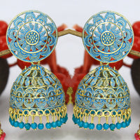 Mahavir Gold Plated Meenakari Jhumki Earrings