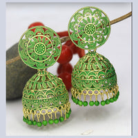 Mahavir Gold Plated Meenakari Jhumki Earrings