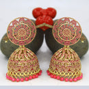 Mahavir Gold Plated Meenakari Jhumki Earrings