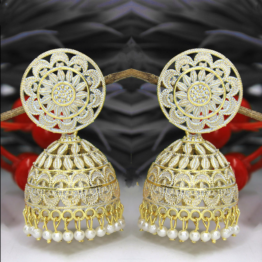 Mahavir Gold Plated Meenakari Jhumki Earrings