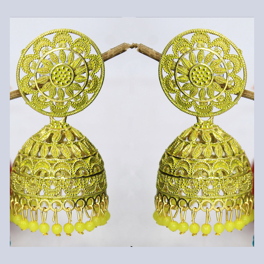 Mahavir Gold Plated Meenakari Jhumki Earrings