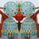 Mahavir Gold Plated Meenakari Jhumki Earrings