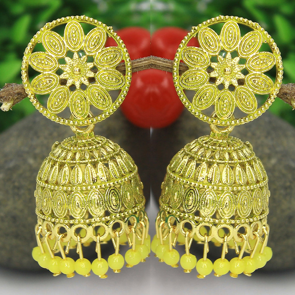 Mahavir Gold Plated Meenakari Jhumki Earrings