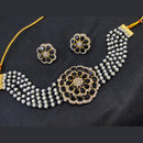 Pooja Bangles Gold Plated Pearl & Austrian Stone Choker Floral Necklace Set