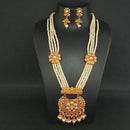 Ganpati Arts AD Stone Pearl Copper Necklace Set