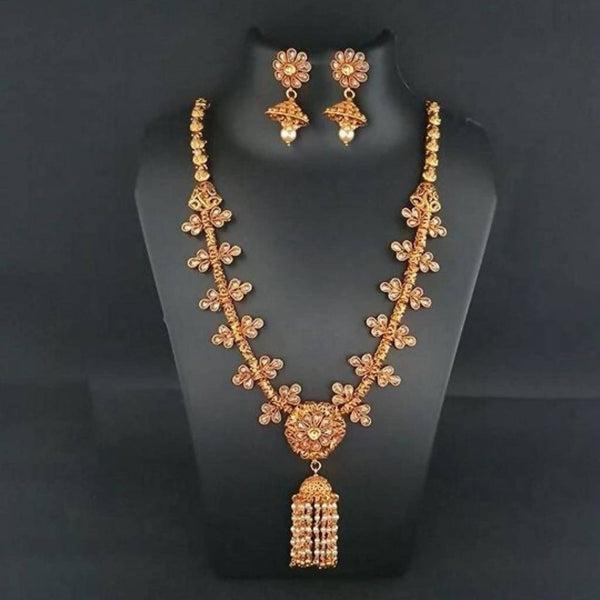 Ganpati Arts AD Stone Copper Necklace Set